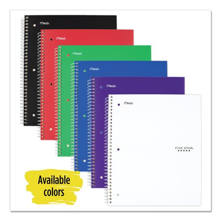 FIVE STAR Wirebound Notebook, 5 Subject, 8 Pockets, Wide/Legal Rule, Random Assorted Covers, 10.5x8, 200 Sheet 51016